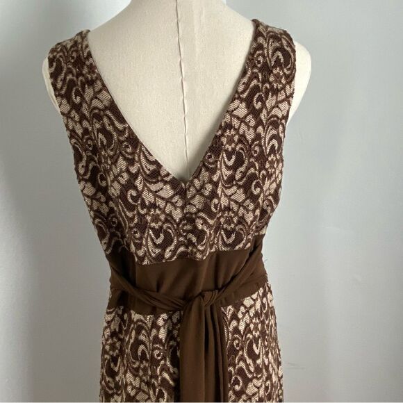 Vtg Studio Y Lace Babydoll Midi Dress Sz L Dark Cottagecore Whimsigoth Tie-back - Picture 8 of 13